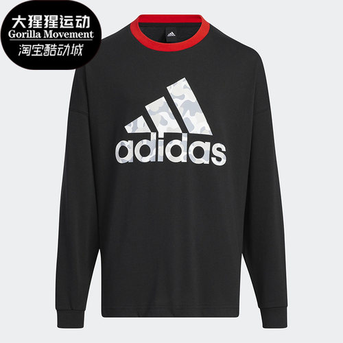 阿迪达斯圆领长袖运动T恤