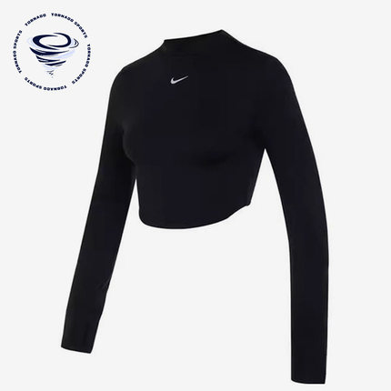 Nike/耐克正品女子长袖潮流健身透气短款圆领运动T恤FB5277-010