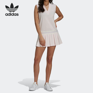 无袖 Adidas 三叶草女子夏季 阿迪达斯正品 V领运动连衣裙H56443