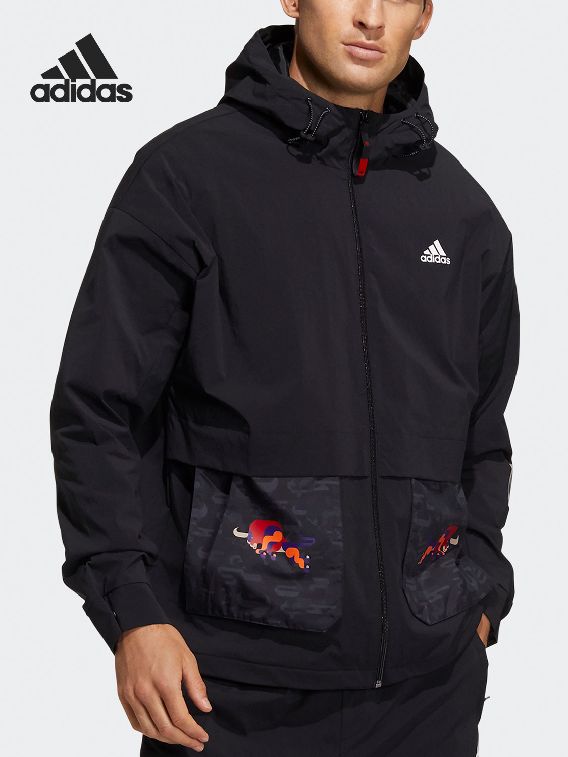 连帽加绒运动休闲夹克外套