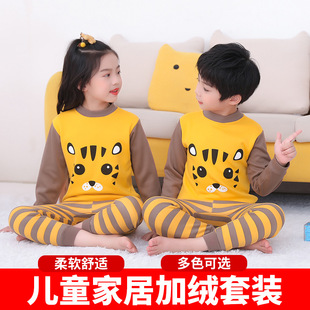 儿童9中大童10-12岁11初中学生女孩男童保暖内衣套装中领加绒加厚