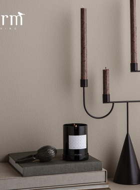 丹麦ferm living Avant北欧金属黑色烛台装饰烛台摆件样板房