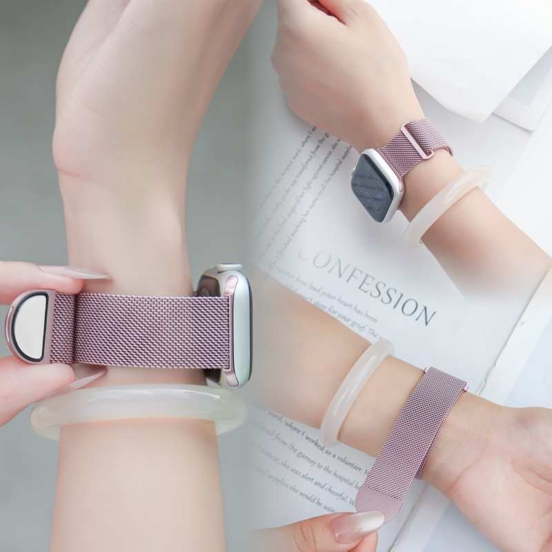 适用iwatch10手表表带高级双节磁吸回环ultra专用金属夏天s8/s9男女款智能运动苹果手表se腕带s6/s7透气配件