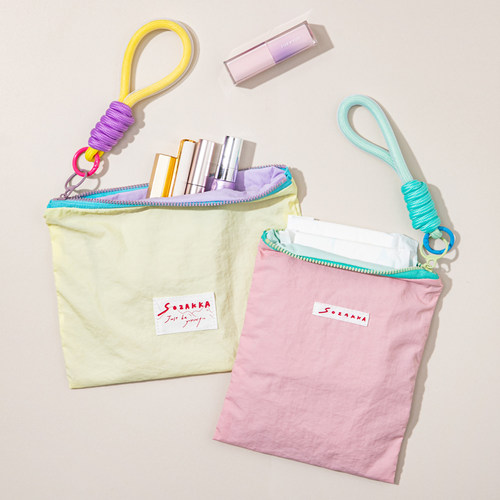 姨妈巾收纳包撞色简约外出便携式月事包大容量卫生巾收纳袋拉链包