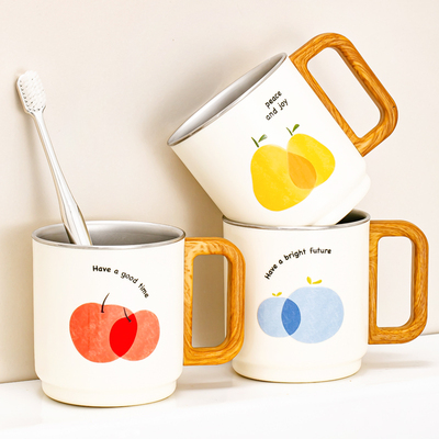 不锈钢漱口杯高颜值一家三口牙杯家用情侣洗漱杯子宿舍刷牙杯缸具