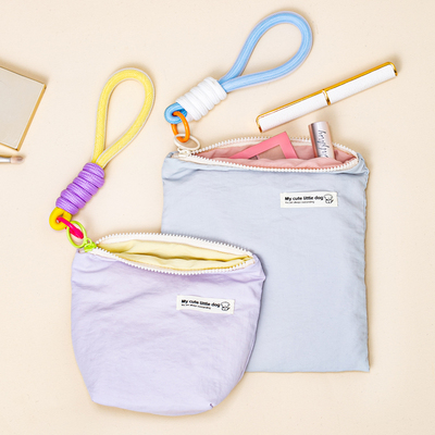 化妆包便携外出高颜值口红化妆品收纳袋纯色内胆包ins尼龙拉链包