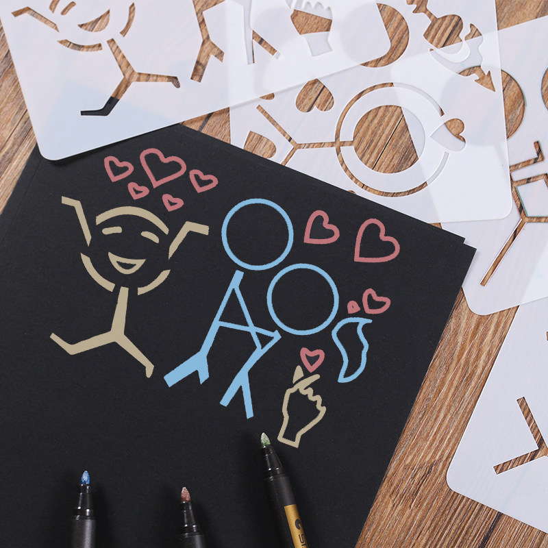 diy相册本手工制作配件手绘册工具画本模板简笔画小人绘画抖音款