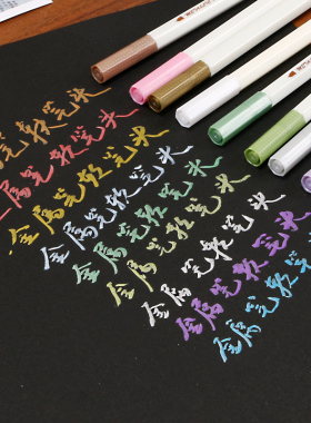 彩色涂鸦绘画细金属软笔 DIY相册黑色纸水粉笔珠光毛笔