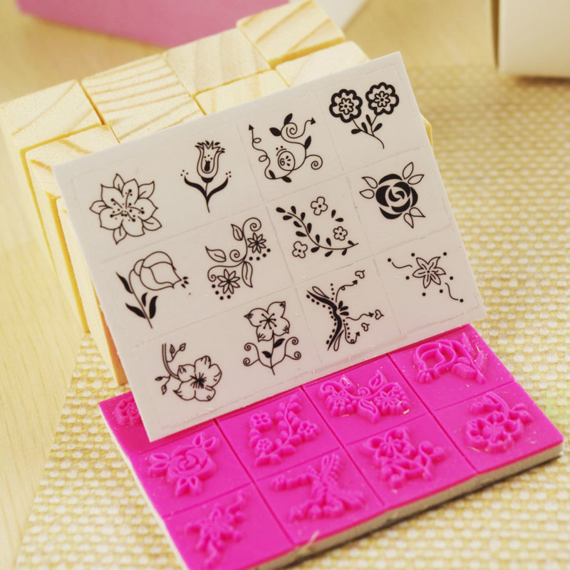 某年某月 创意diy相册手工制作 火柴盒木质橡皮印章 花朵与图形