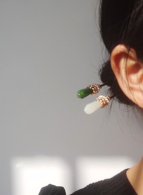 汉服旗袍盘发玉兰簪子