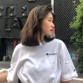 胸前小刺绣草写棉质冠军圆领短袖 champion美版 清仓特价 正品