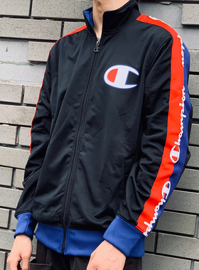 美版Champion胸前大C复古串标拉链教练夹克男女款秋冬潮外套V3377