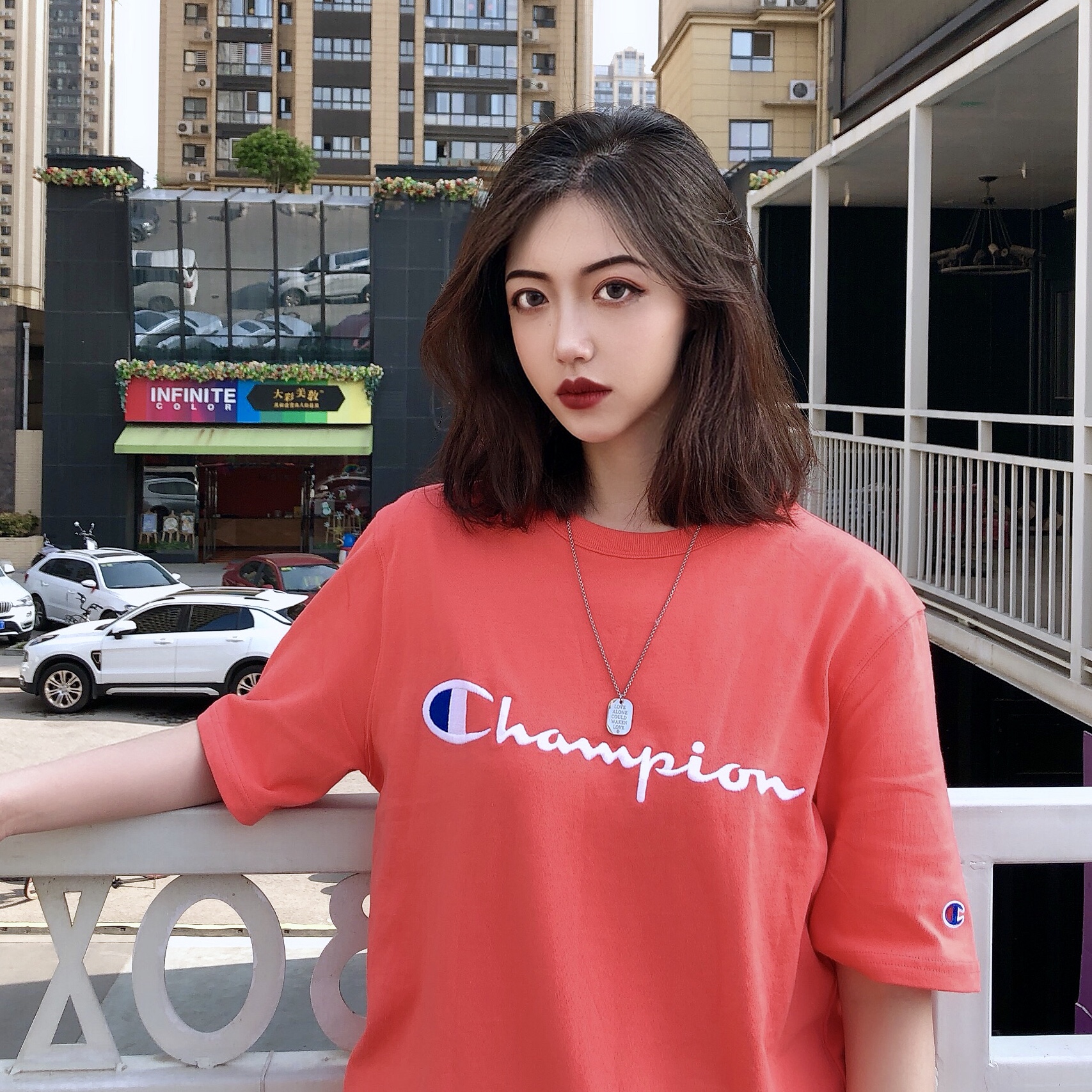 美版CHAMPION刺绣情侣款短袖