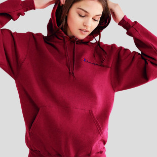 新品Champion UO 合作款 草写刺绣加绒男女情侣同款冬季带帽卫衣