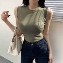 无袖t恤女紧身2025夏季新款韩版洋气上衣时尚纯色内搭背心打底衫