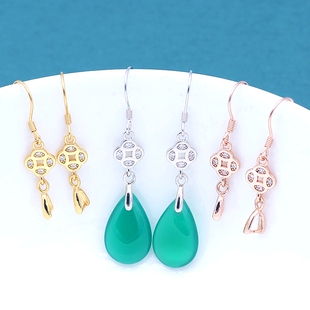 包邮925纯银耳钩耳环材料包手工diy耳饰耳勾对夹耳坠扣金色银配件