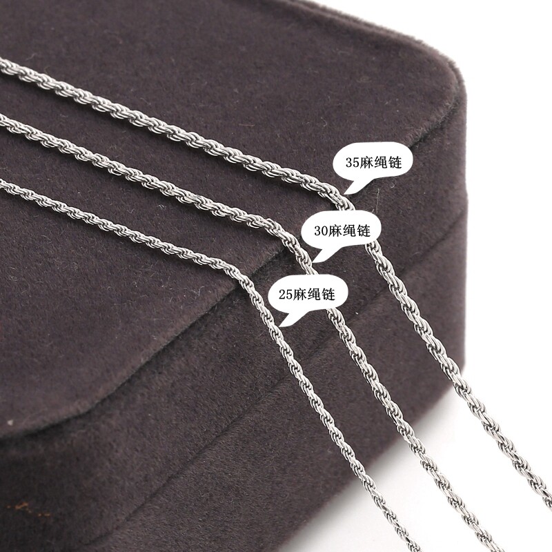 麻绳链s925银项链女士麻绳链银链子时尚日韩饰品流行配饰