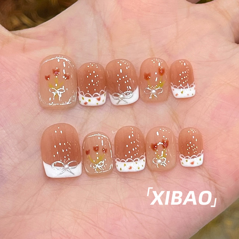 短款穿戴甲2025新款高级感爆款指甲贴片纯手工春夏法式穿戴款美甲