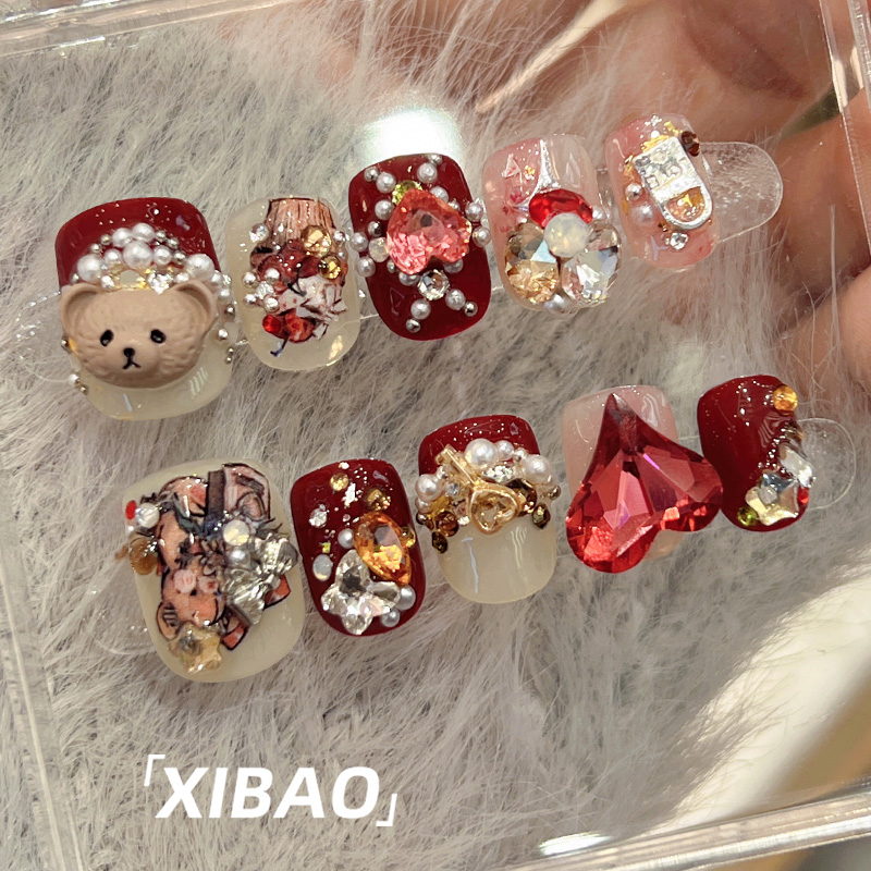 【现货秒发】复古小熊显白美甲