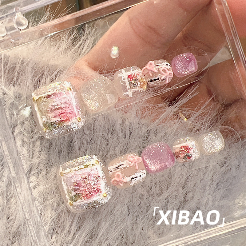 脚指甲贴片穿戴甲2025新款手工定制美甲成品高级感小众显白脚趾甲