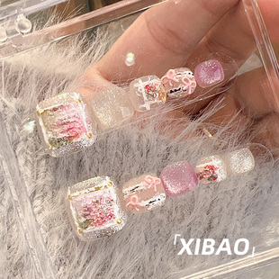 脚指甲贴片穿戴甲2025新款 手工定制美甲成品高级感小众显白脚趾甲