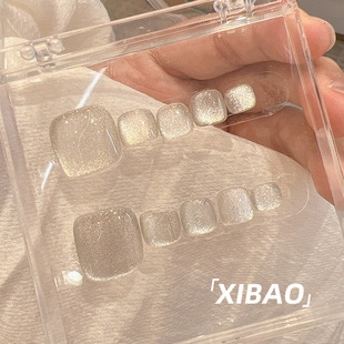 显白脚趾甲 夏季 猫眼脚指甲贴片高级感网红爆款 手工美甲成品2025款