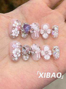 纯手工不掉钻春日爆款显白美甲