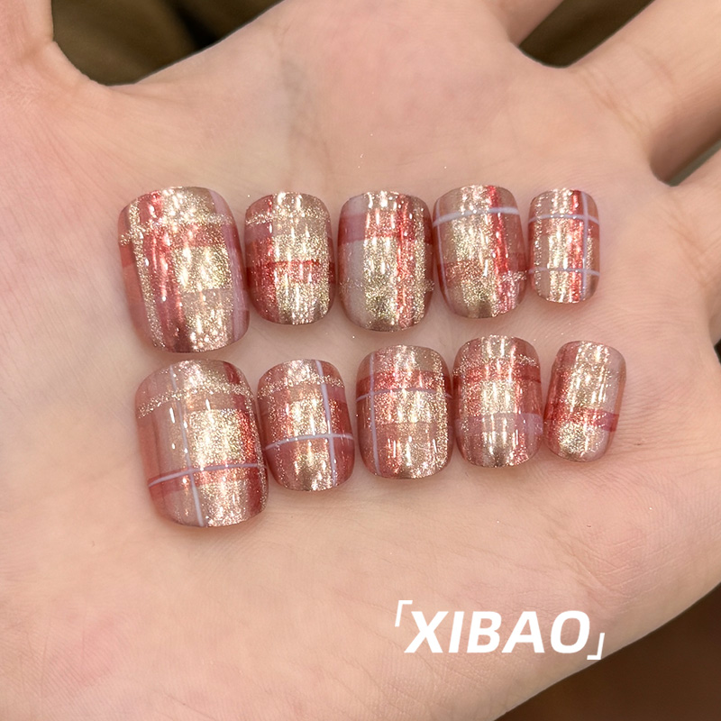 鎏金穿戴甲短款2025新年款纯手工指甲贴片秋冬高质量绝美穿戴美甲