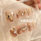 穿戴甲高级感小众显白手工蝴蝶美甲成品2025新款 网红爆款 指甲贴片