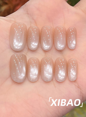 短款穿戴甲2025新款高级感绝美显白穿戴款美甲纯手工猫眼指甲贴片
