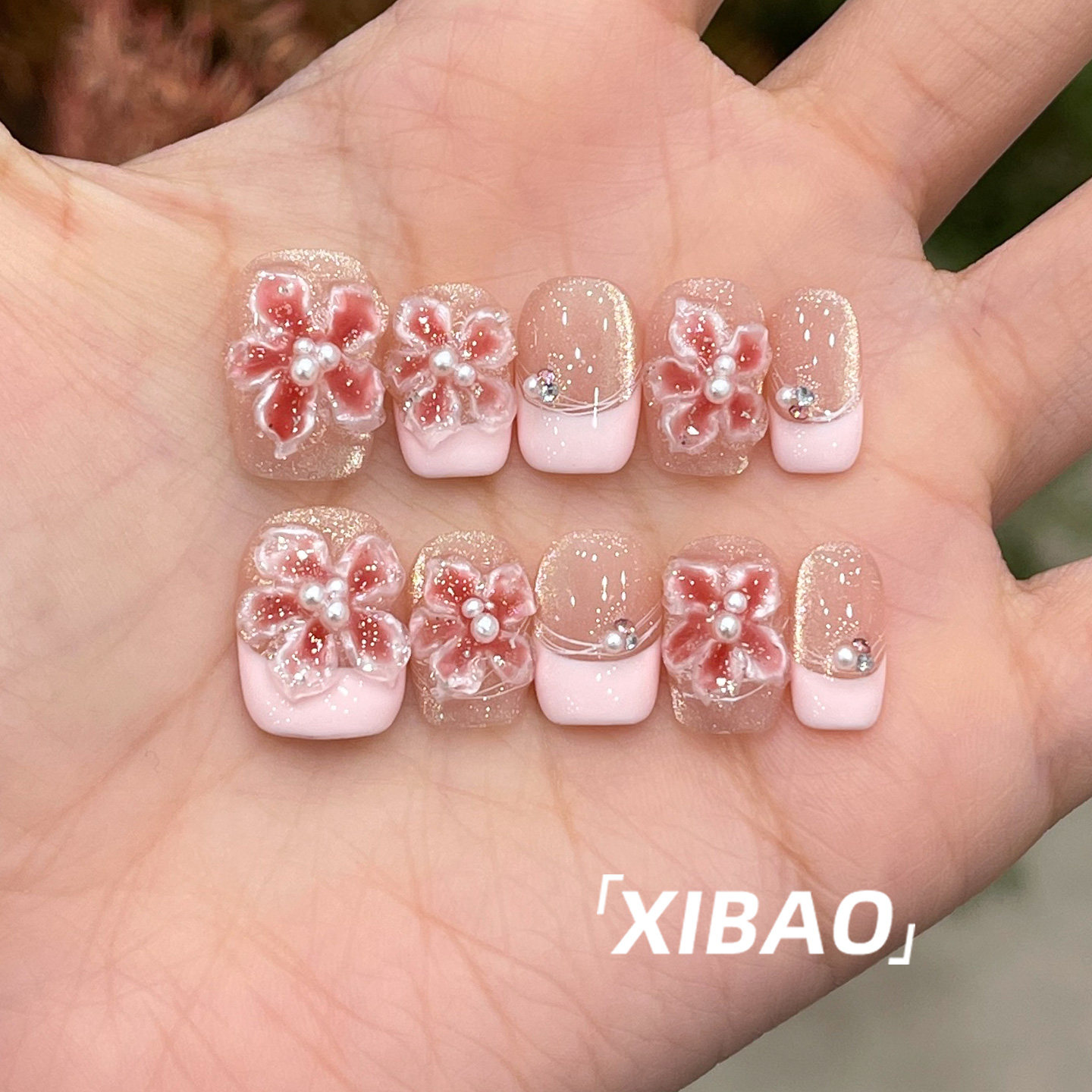 粉色雕花穿戴甲短款手工法式指甲贴片2026新款高级感绝美穿戴美甲,彩妆/香水/美妆工具,穿戴甲/甲片,淘宝优惠券,粉丝福利购,淘宝优惠卷