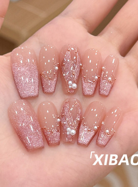 人鱼姬穿戴甲2025新款纯手工法式穿戴美甲高级感精致鱼尾指甲贴片