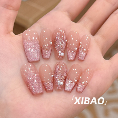 人鱼姬穿戴甲2025新款纯手工法式穿戴美甲高级感精致鱼尾指甲贴片