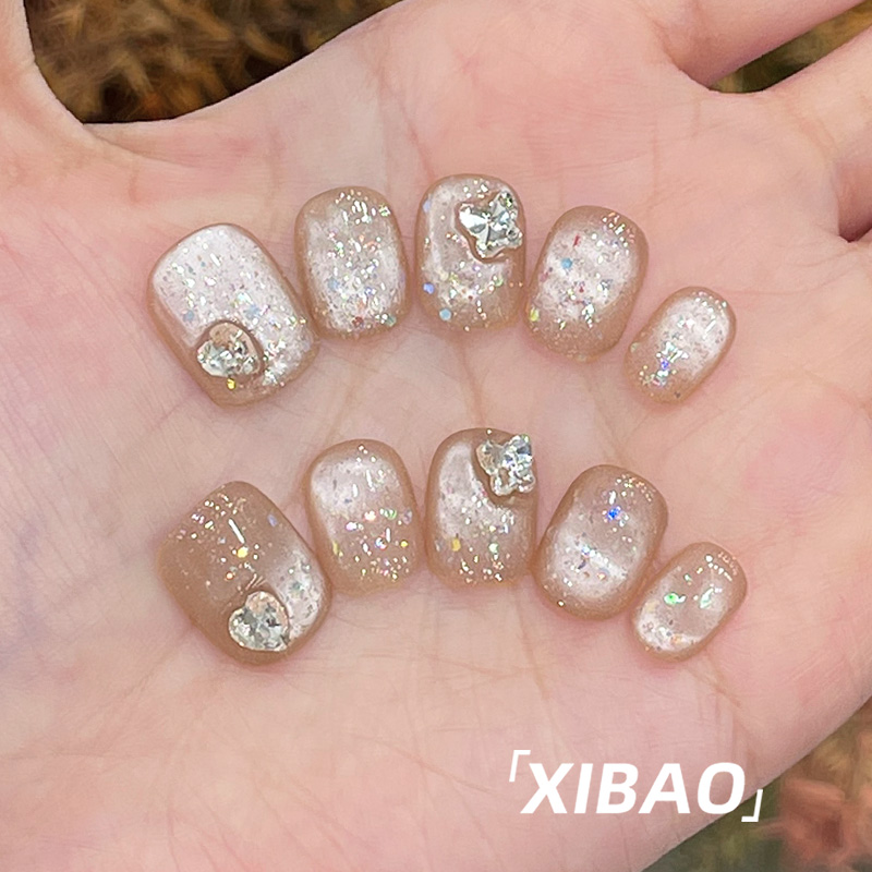 手工穿戴甲短款高级感甲片穿戴式猫眼美甲2025新款高质量指甲贴片