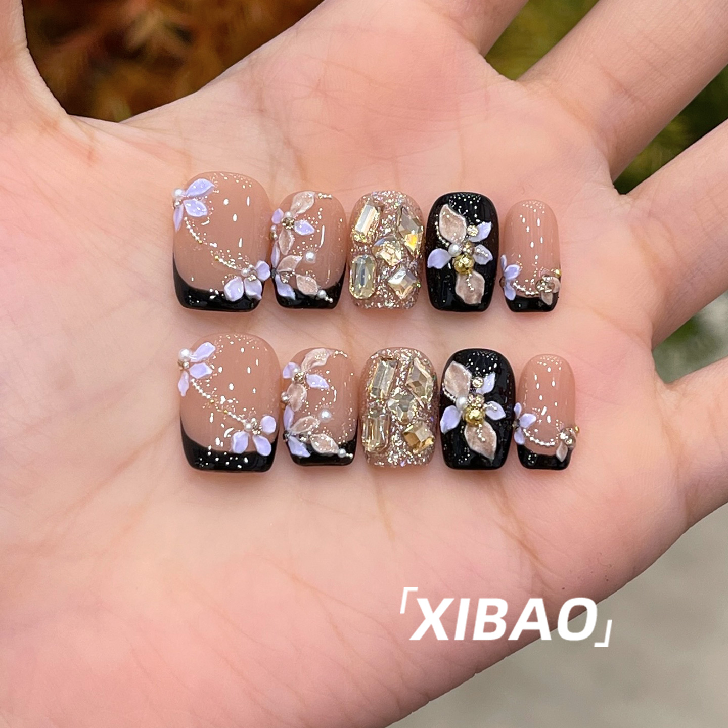 纯手工不掉钻秋冬显白穿戴美甲