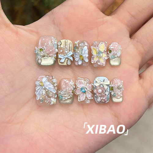纯手工不掉钻轻奢独特绝美穿戴甲