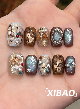 纯手工不掉钻绝美显白猫眼穿戴甲