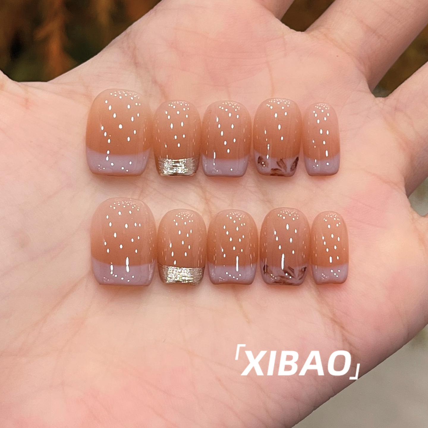 秋冬显白简约美甲纯手工制作