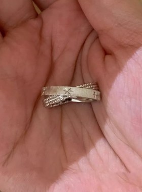 简约时尚高级感星芒交叉细款几何纹理开口戒指女可调节指环饰品潮