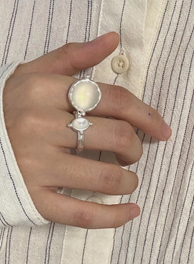 韩版甜美白月光戒指时尚百搭气质开口指环个性情侣网红食指戒指