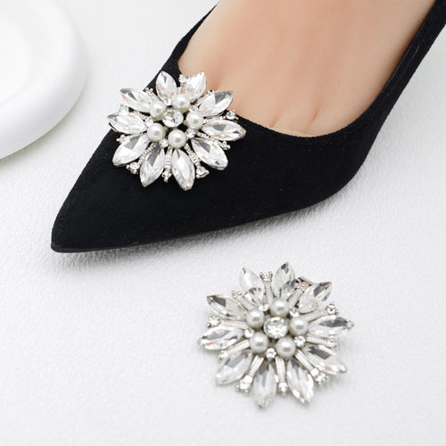 水晶钻花朵可拆卸高档鞋扣