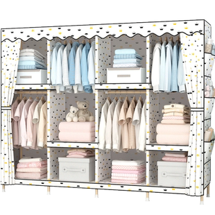 简易衣柜布衣柜实木质防尘衣橱出租房卧室家用全挂衣结实耐用