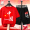 Performance costume set with red painted Chinese white and black youth flag X