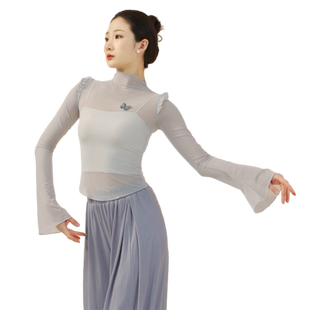 3356铁箭舞蹈服女新款成人网纱粉色形体练功古典现代身韵跳舞上衣