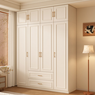 衣柜家用卧室加深55出租房奶油风法式 衣橱简易柜儿童实木成品衣柜