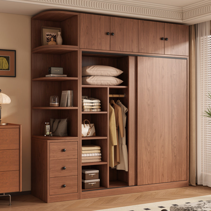 中古风衣柜家用卧室现代简约大衣橱推拉门新中式小户型出租房衣柜,住宅家具,自由组合衣柜,淘宝优惠券,粉丝福利购,淘宝优惠卷