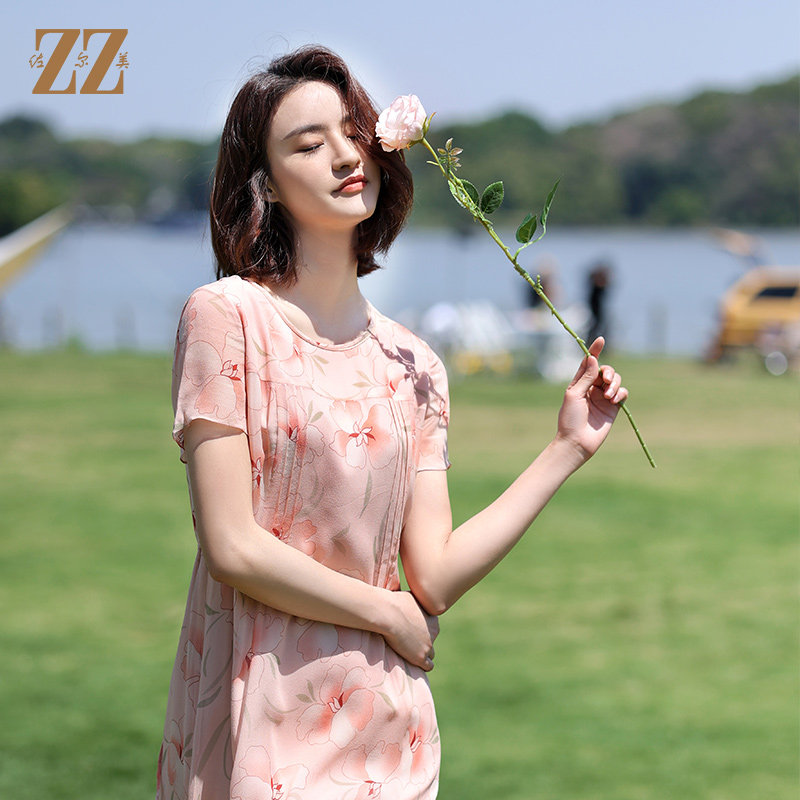 佐尔美夏季新款 桑蚕丝真丝乔其连衣裙女e12ls101