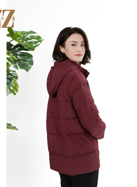 佐尔美冬季上新 经典抽绳连帽保暖羽绒服外套女E34YY41