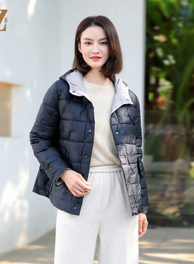 佐尔美短款双面穿减龄气质连帽羽绒服新年礼女E34YY45