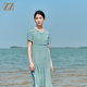 佐尔美夏季 桑蚕丝真丝弹力双绉小碎花连衣裙女E22LS58 新款